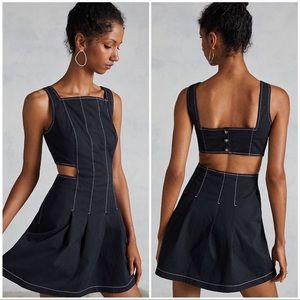 Maeve Anthropologie Comtrast Stitch Dress Black